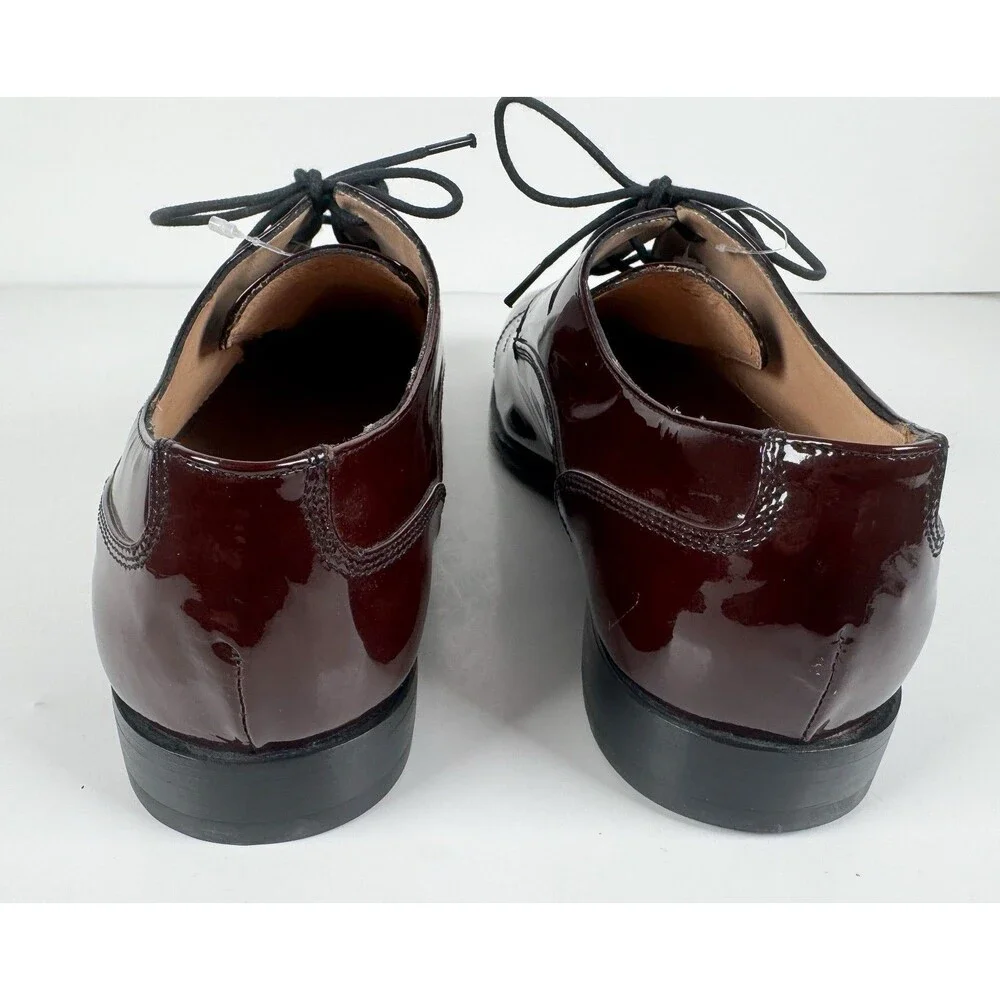 Neil Barrett Patent Leather Burgundy Brown Men's Oxford Shoes EU 43 US 10 Italy